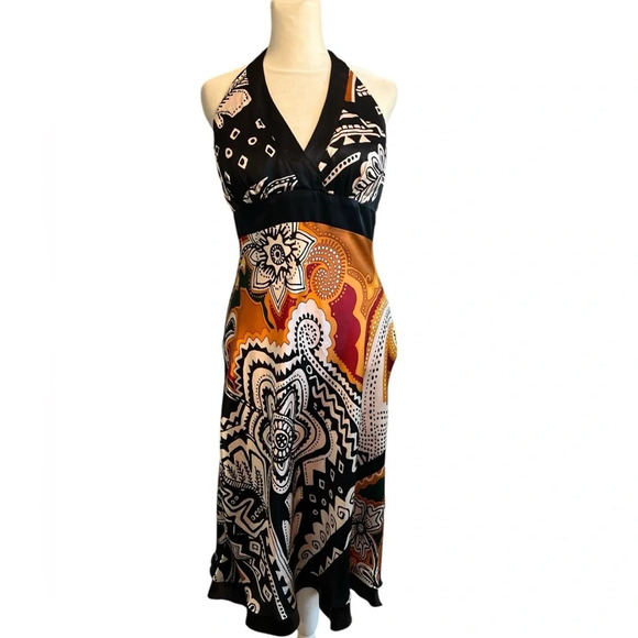 Cache Black and Orange Patterned Midi Dress - Picture 11 of 11